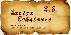 Matija Bakalović vizit kartica